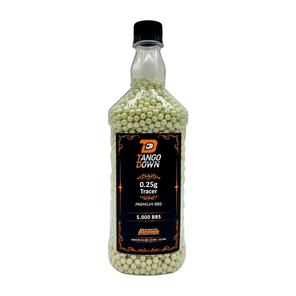 Kit 2 Garrafas Bbs Airsoft 0.25g Tracer Tango Down 5000 6mm - Alta Precisão Premium