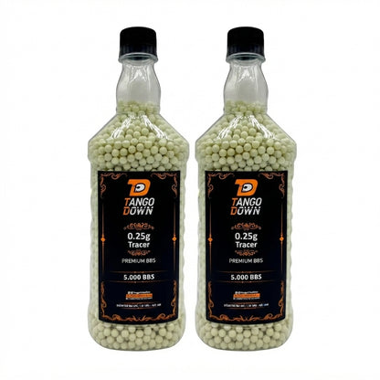 Kit 2 Garrafas Bbs Airsoft 0.25g Tracer Tango Down 5000 6mm - Alta Precisão Premium
