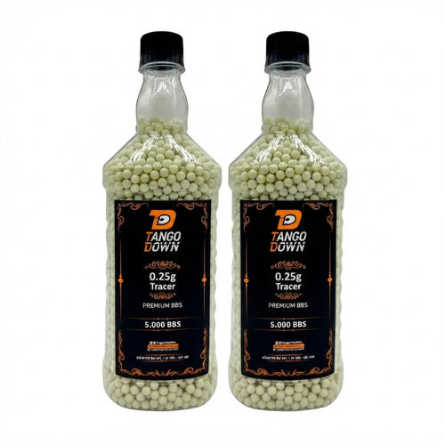 Kit 2 Garrafas Bbs Airsoft 0.25g Tracer Tango Down 5000 6mm - Alta Precisão Premium